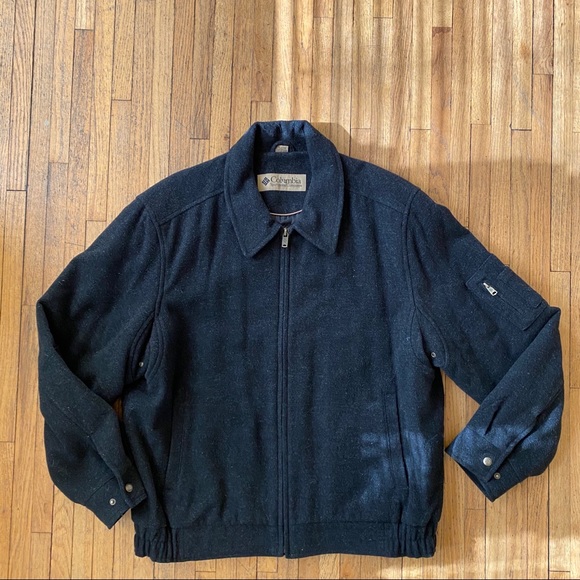 Columbia Wool Coat Jacket Lined Charcoal Gray
